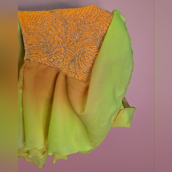 Beautiful Yellow/Orange Youth Skating Dress Size 12/14 Youth Jerry's Skating Wo - Picture 9 of 14